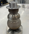  – Snowman figurine built in a single <em>hyper</em>MILL<sup>®</sup> training session by Alan Buri, PhD Candidate at Georgia Tech. This figurine combnes additive manufacturing, turning and blending techniques to create the hollow spheres, with subtractive machining to create the hat and base. 